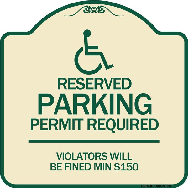 Signmission Connecticut Reserved Parking Permit Required Violators Fined Min $150 Alum, 18" x 18", TG-1818-24658 A-DES-TG-1818-24658 - main